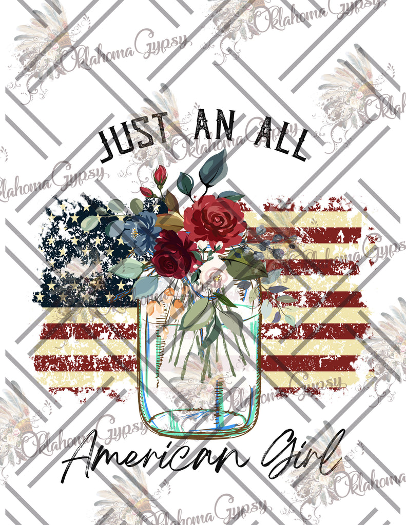 All American Girl Sunflower Mason Jar Digital File