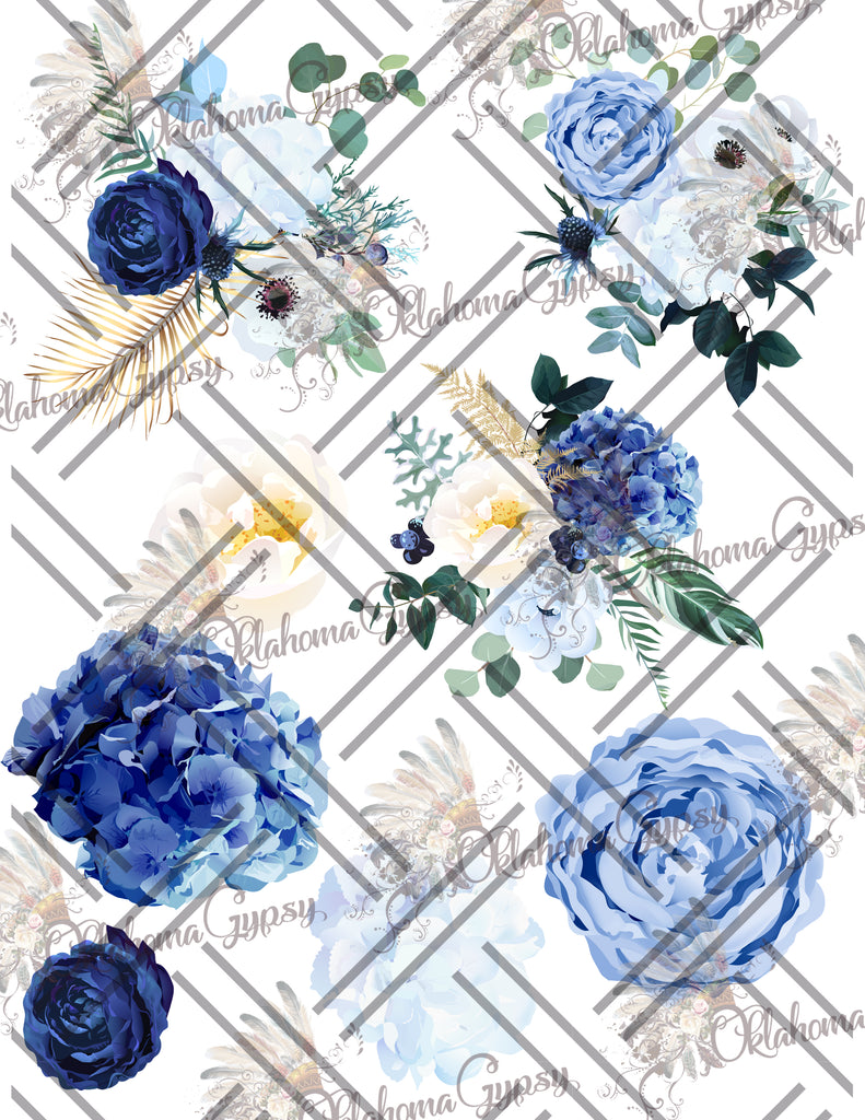 Blue Floral Digital File