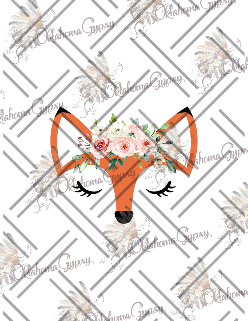 Cute Fox Floral Digital File