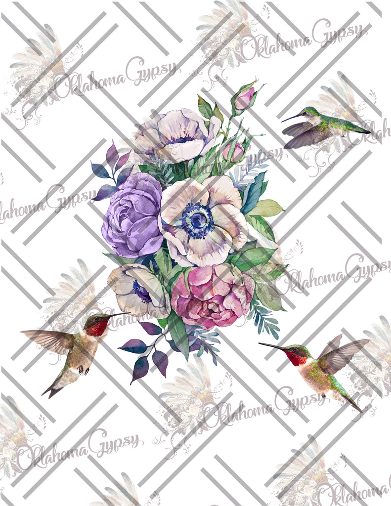 Hummingbird Floral Digital File