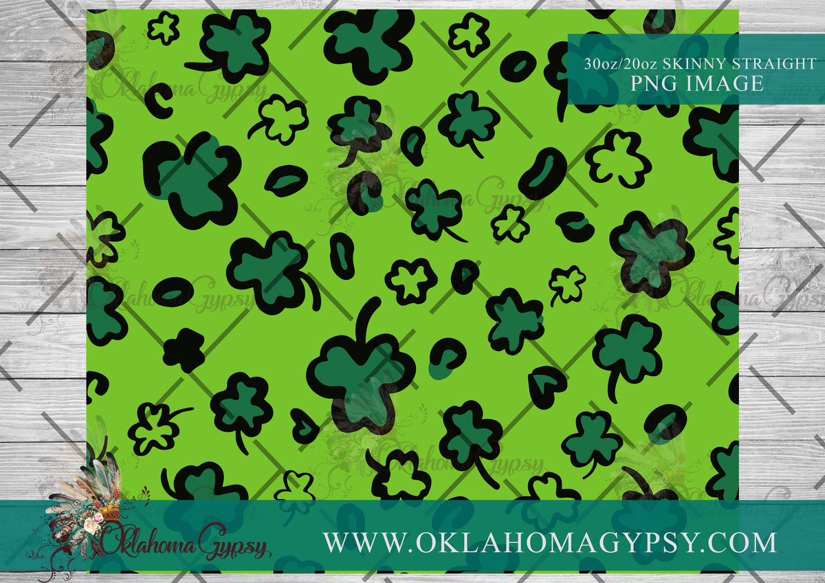 Seamless Shamrock Leopard Digital File Wraps Oklahoma Gypsy Designs