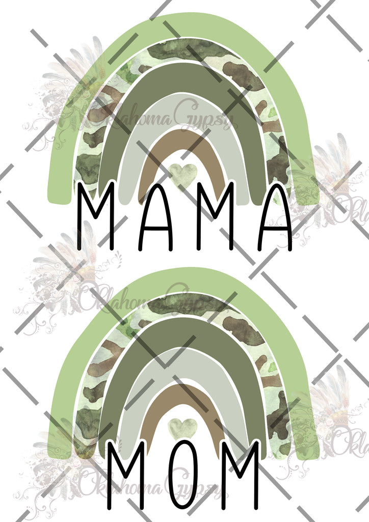 Green Camo Mom/Mama Rainbow Digital File