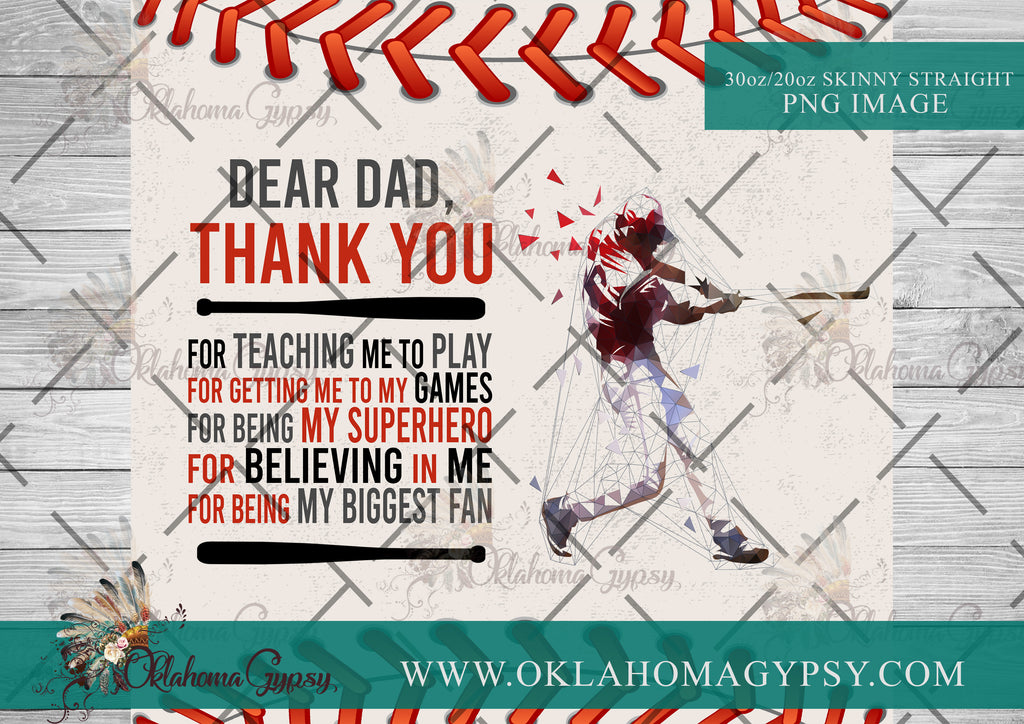 Thank You Dad Poem - Baseball Digital File Wraps