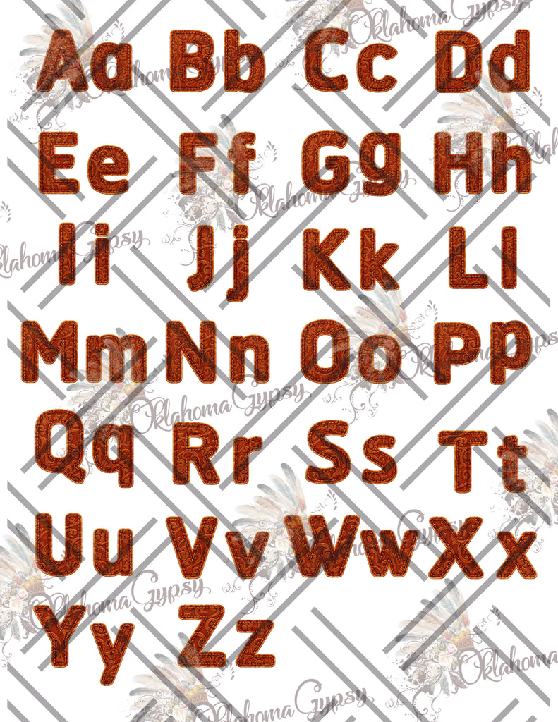 Tooled Leather Font Digital File