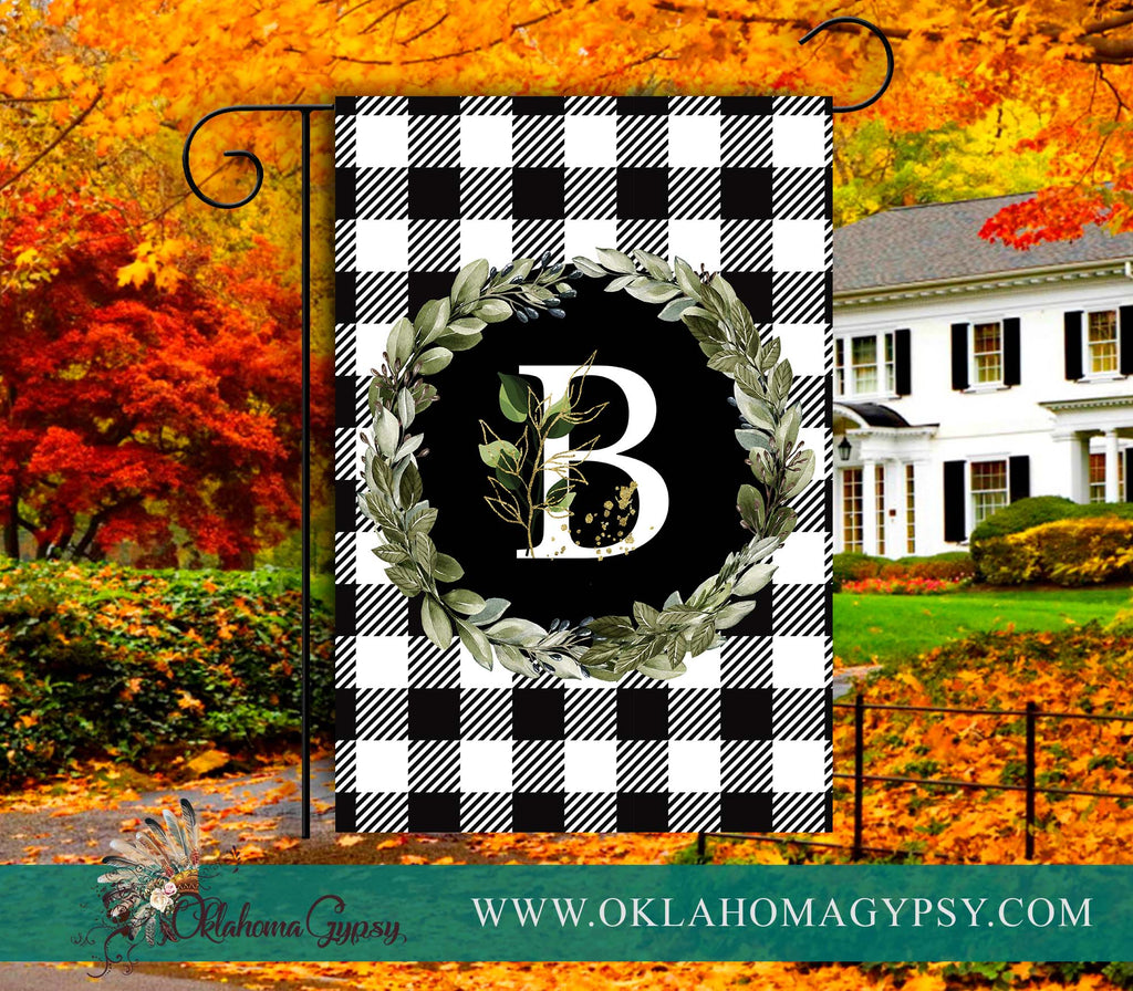 Buffalo Plaid Monogram Garden Flag Digital File