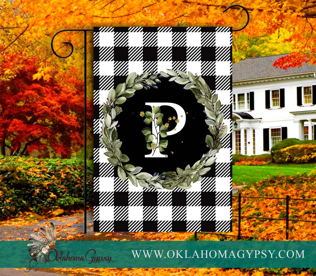 Buffalo Plaid Monogram Garden Flag Digital File