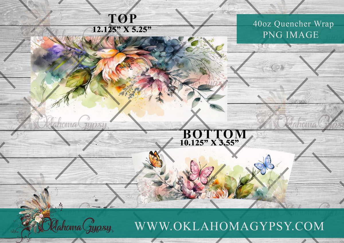 40oz Spring Butterfly Floral Digital File Wraps – Oklahoma Gypsy Designs