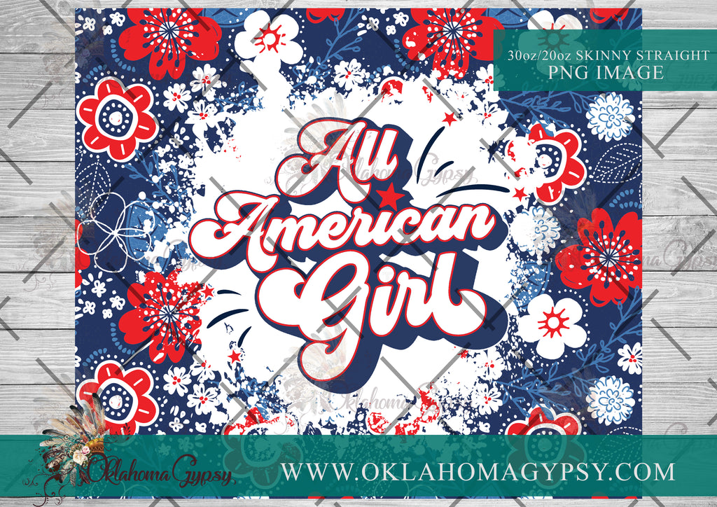 All American Girl Floral Digital File Wraps