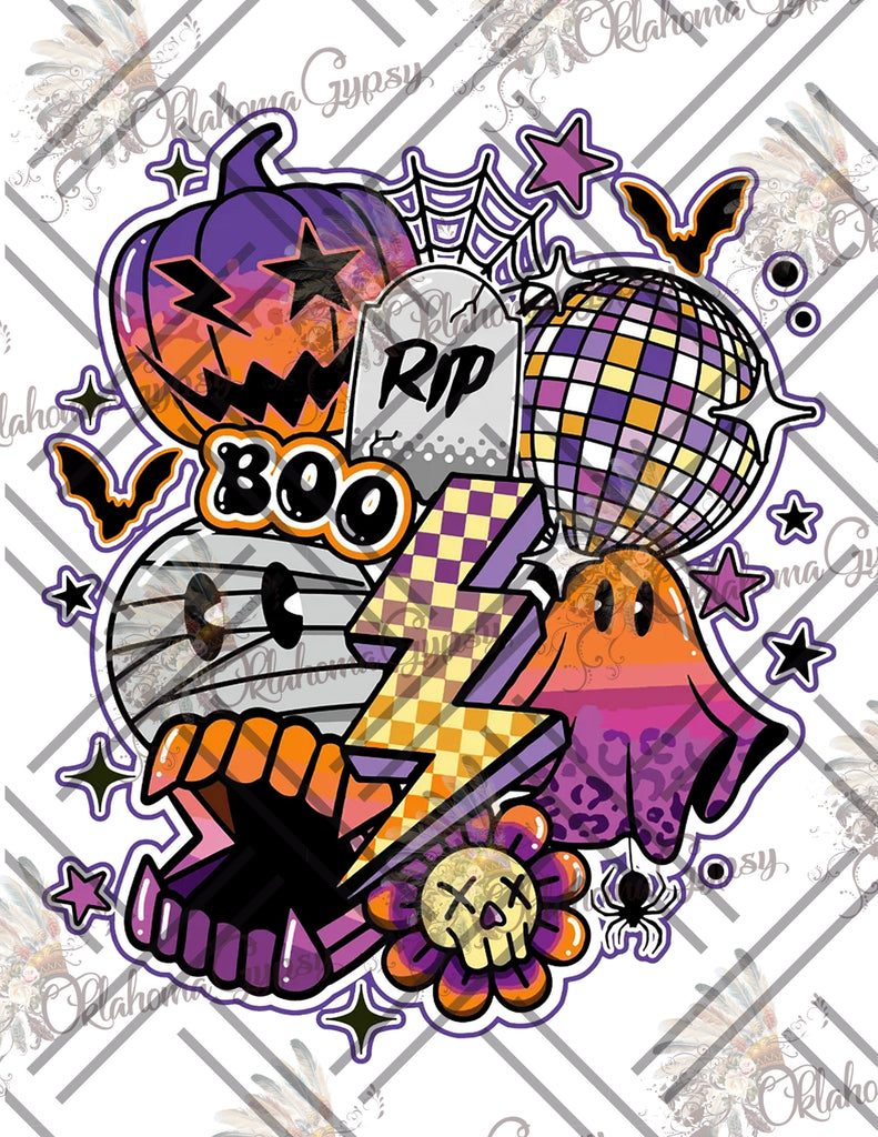 Retro Halloween Collage Digital File