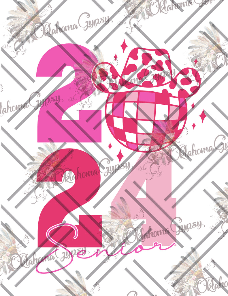 Cowgirl Disco Senior 2024 Sublimation PNG Digital Files