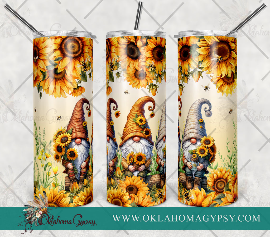 Sunflower Floral Bee Gnome Digital File Wraps