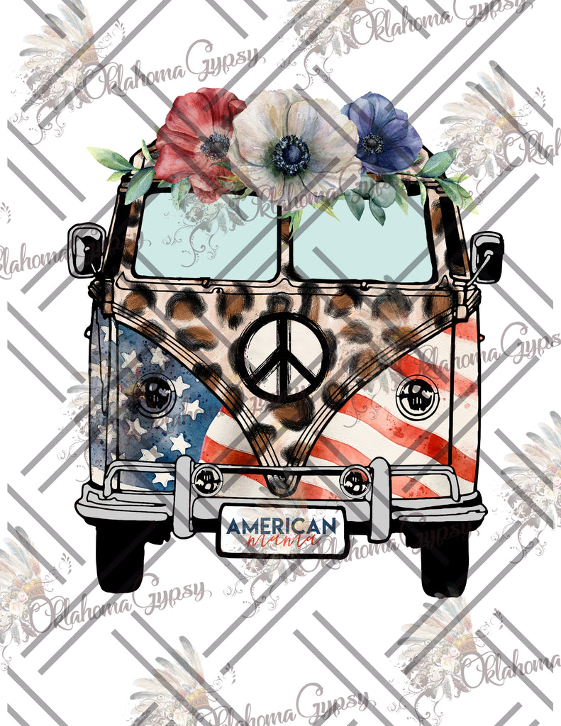 American Mama Hippie Van Digital File