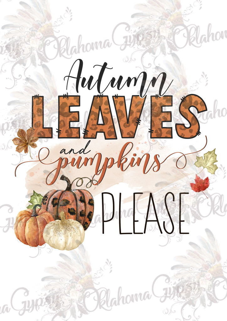 Autumn Leaves and Pumpkins Please Digital File