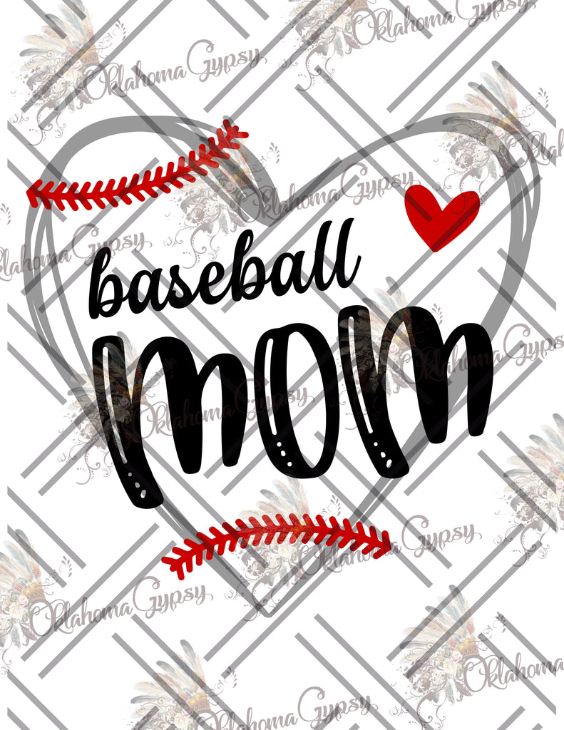 Baseball Mom Heart Digital File