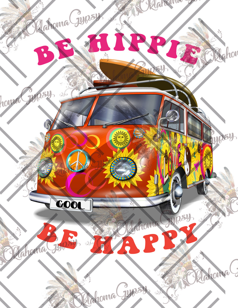 Be Hippie Be Happy Bus Digital File