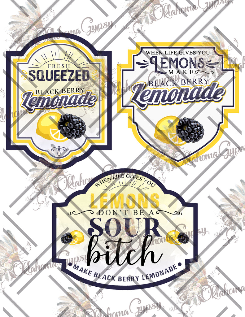 Black Berry Lemonade Labels Digital File