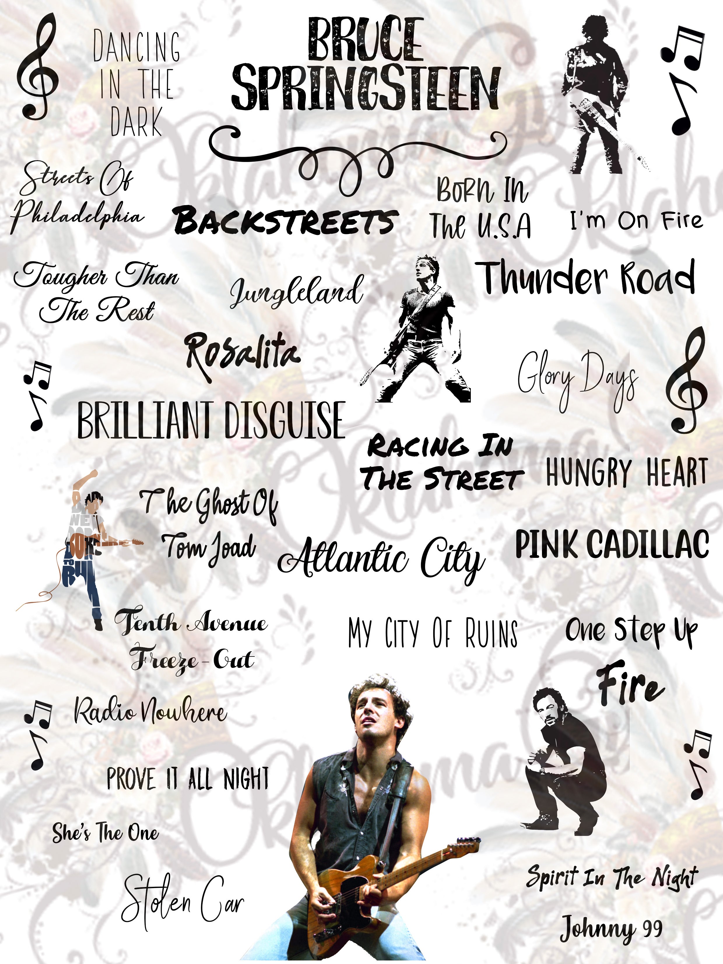 Bruce Springsteen Inspired Top Hits Digital File – Oklahoma Gypsy Designs