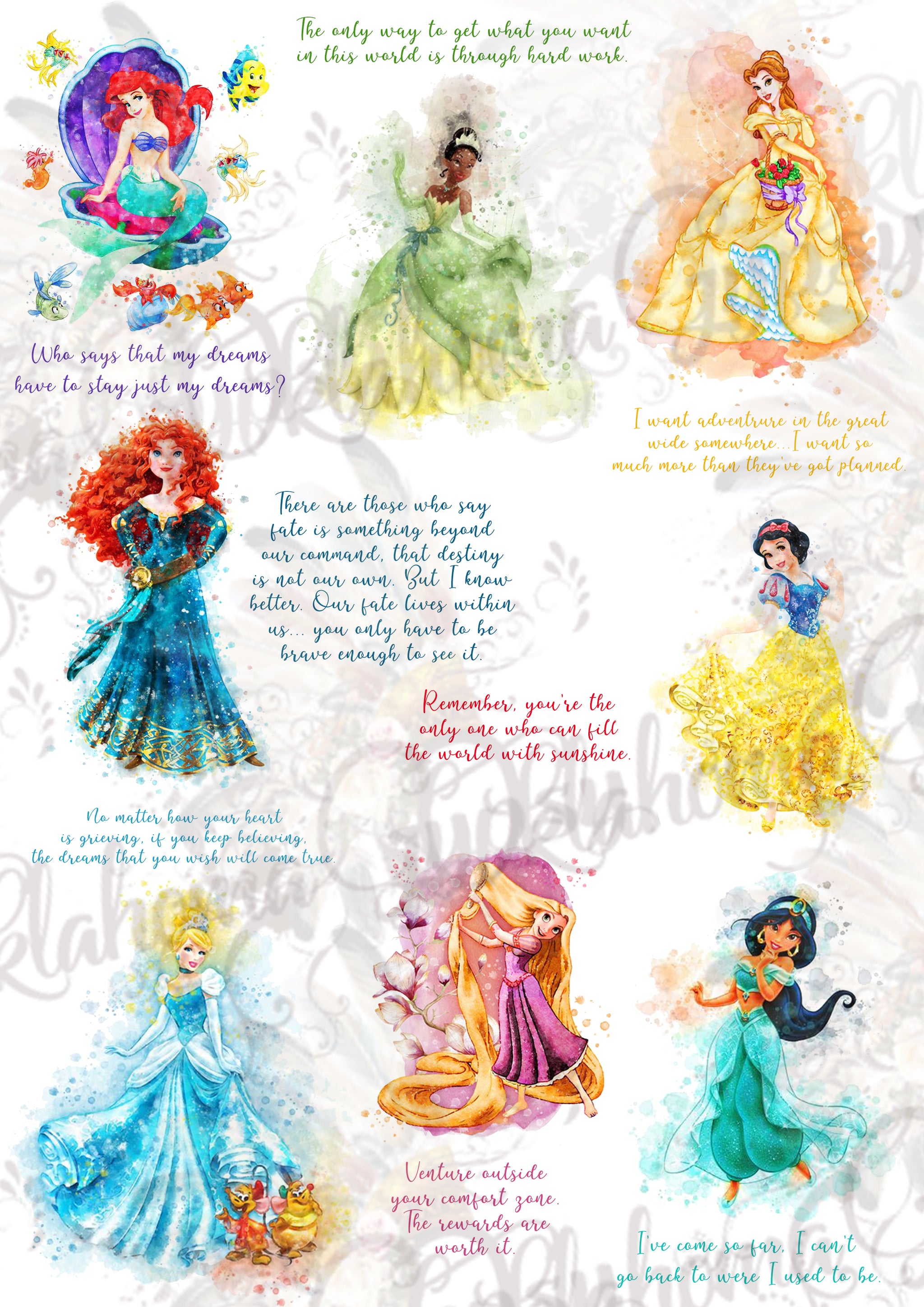 Princess Inspiration Disney Princess Quotes Inspired Digital File – Oklahoma Gypsy Designs
