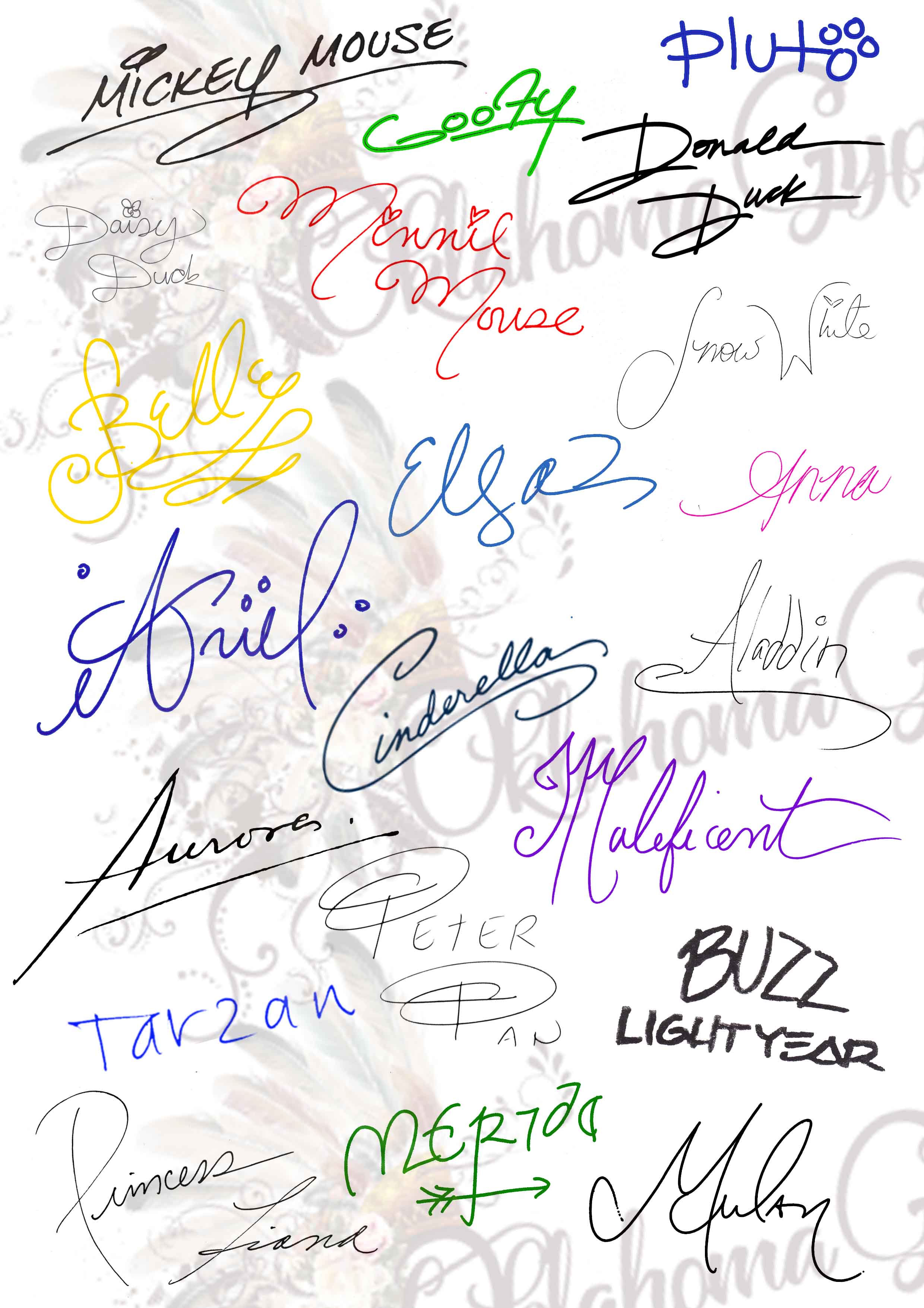 Character Signature Disney Character Signatures Disney Photo Mat Mat Board Disney