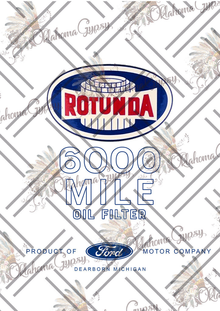 Ford Rotunda Oil Filter Label Inspired Digital File
