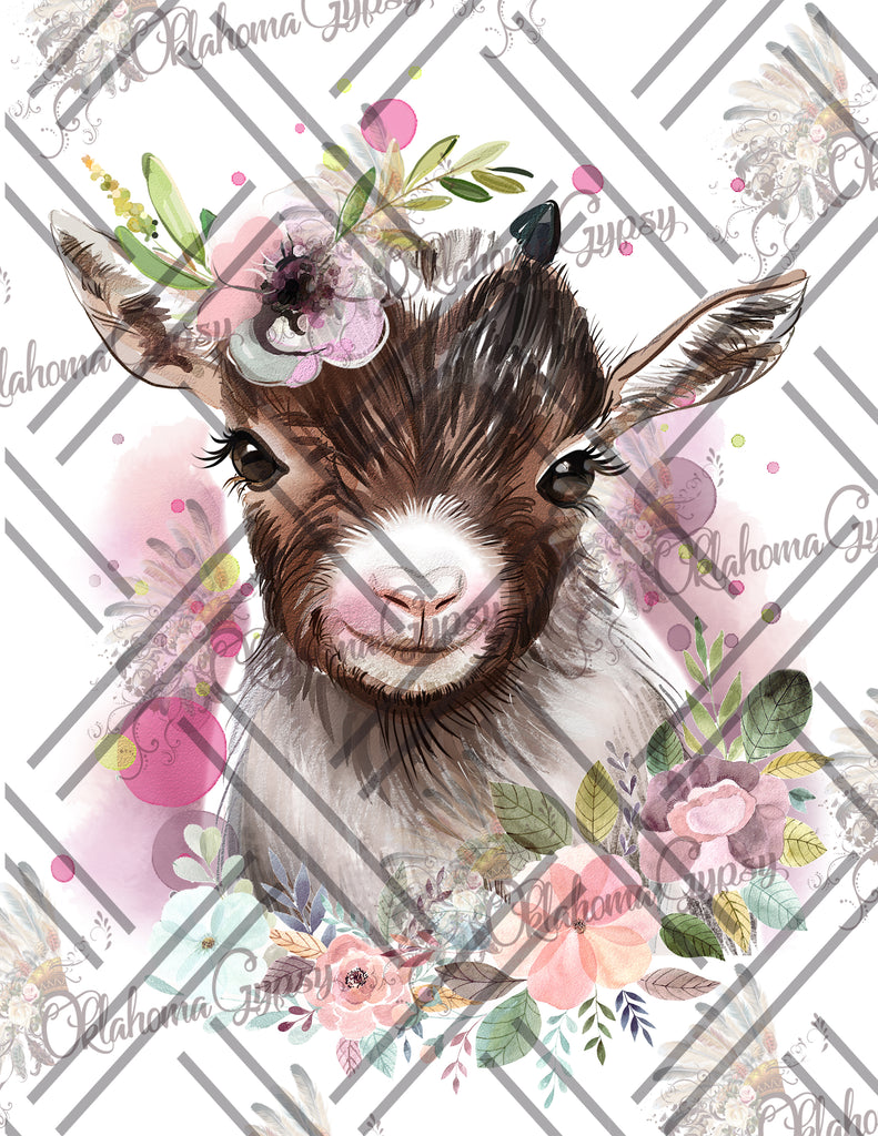 Goat Pink Floral Digital File