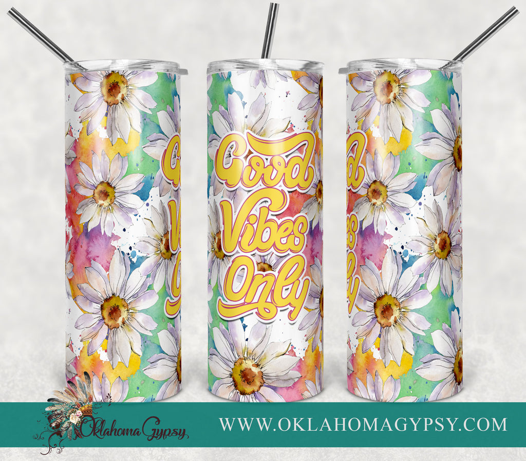 Good Vibes Only Daisy Flower Digital File Wraps