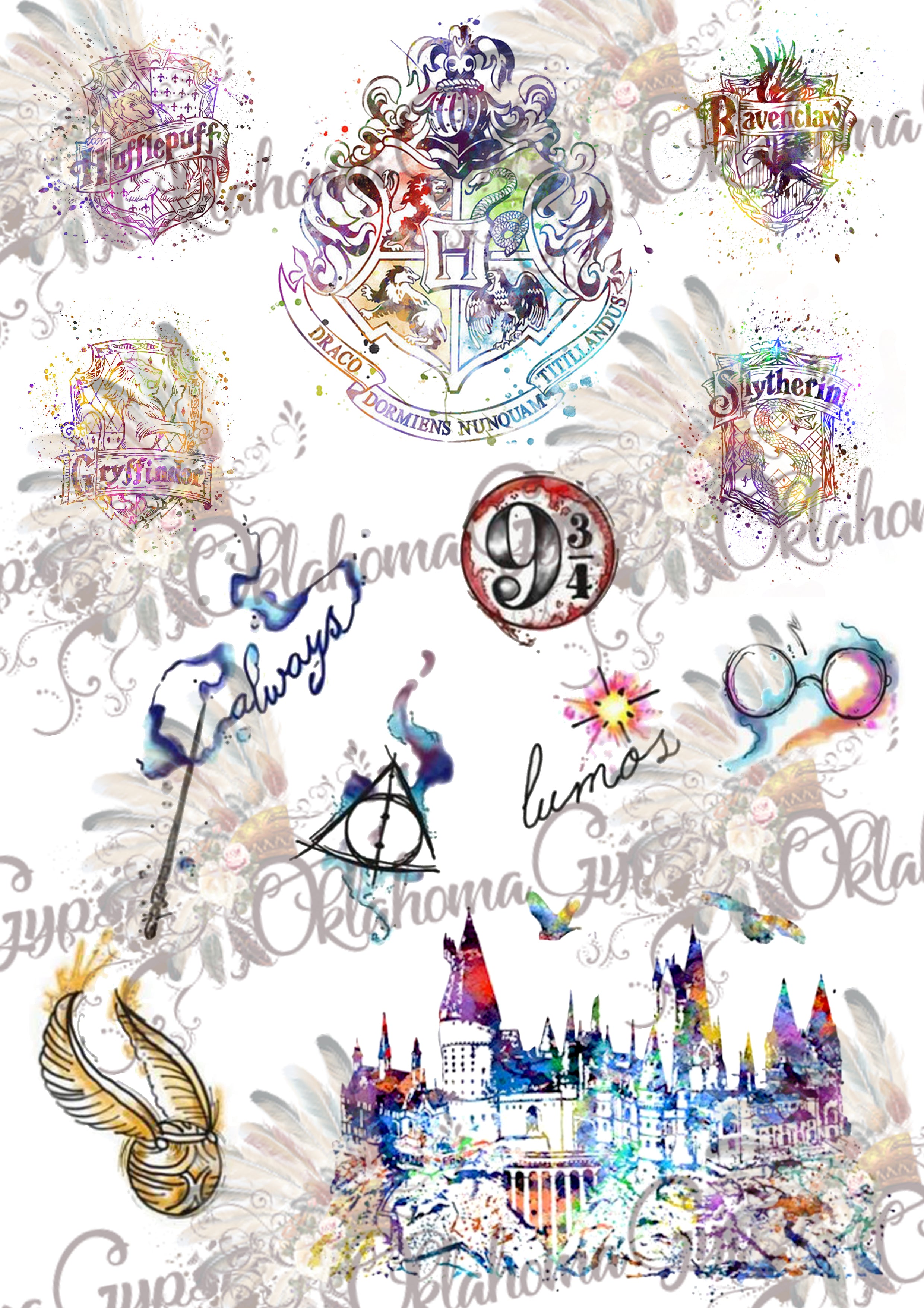 Watercolor Harry Potter Texture Graphic · Creative Fabrica