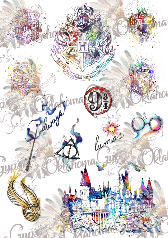 Harry Potter Watercolor Inspired Digital File – Oklahoma Gypsy Designs