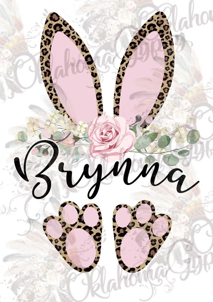 Leopard Bunny Ears & Feet Easter_Custom Name Digital File