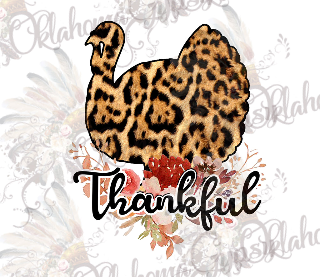 Thankful ~ Leopard Turkey Floral Digital File
