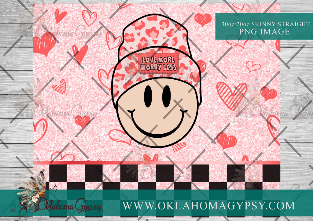 Love More Worry Less Smiley Face Beanie Digital File Wraps