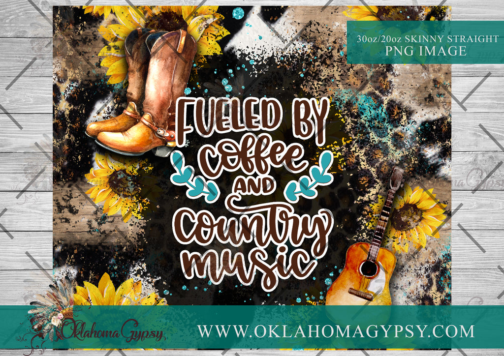 Fueled By Coffee & Country Music Western Digital File Wraps