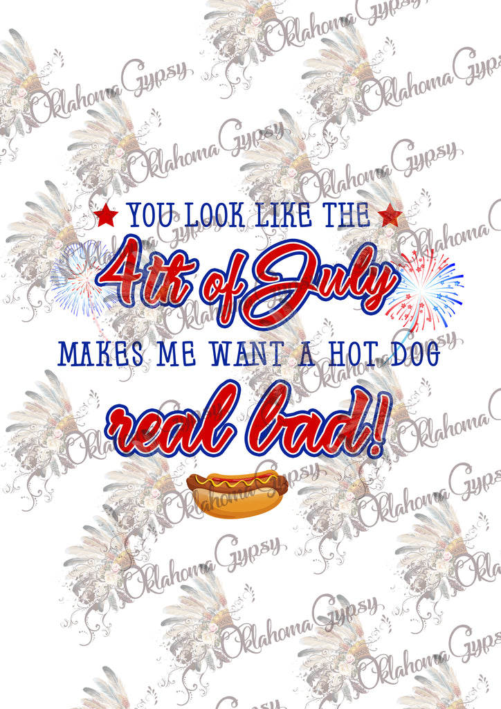 Look Like The 4th Of July Makes Me Want A Hot Dog Real Bad Digital File