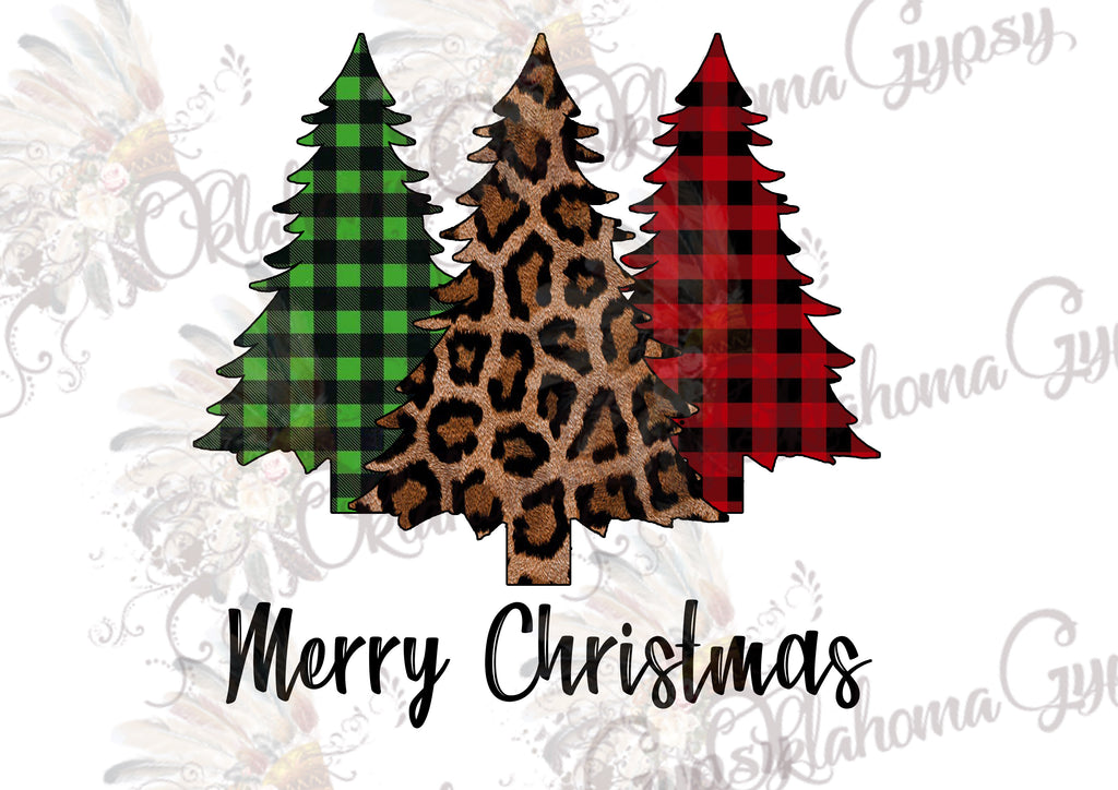 Leopard/Plaid Christmas Trees ~ Merry Christmas~ Digital File