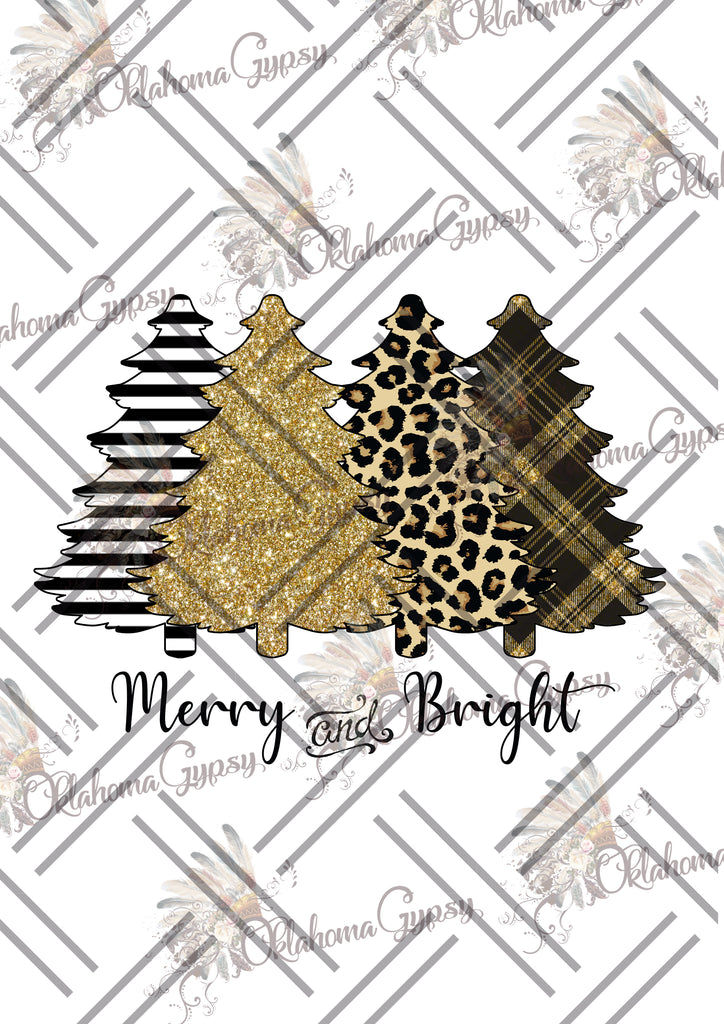 Black & Gold Christmas Trees ~ Merry & Bright~ Digital File