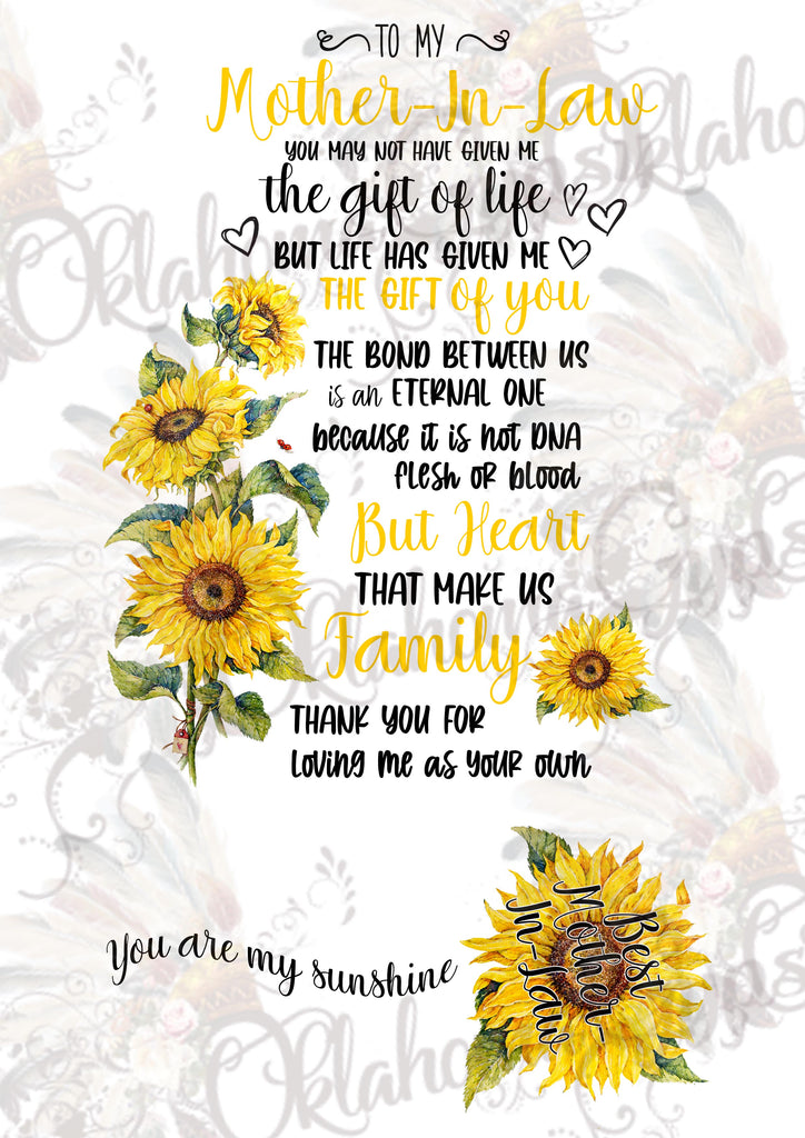 Best Mother-In-Law Sunflower Digital File