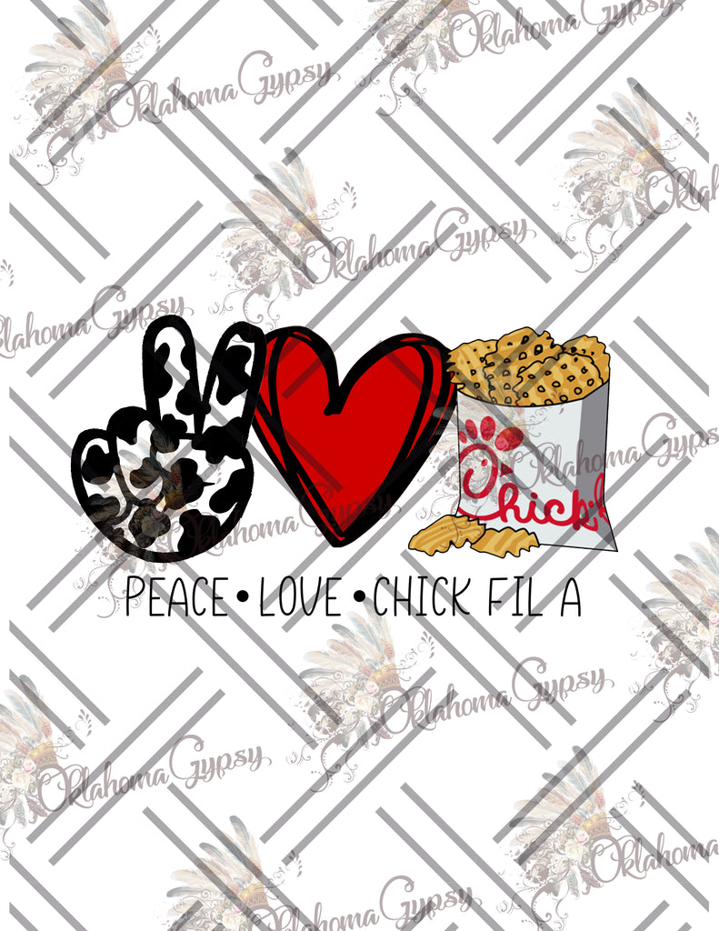 Peace Love Chick Fil A Cow Print Inspired Digital File
