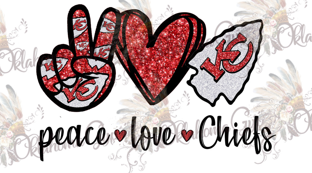Peace Love Chiefs Red Glitter Digital File