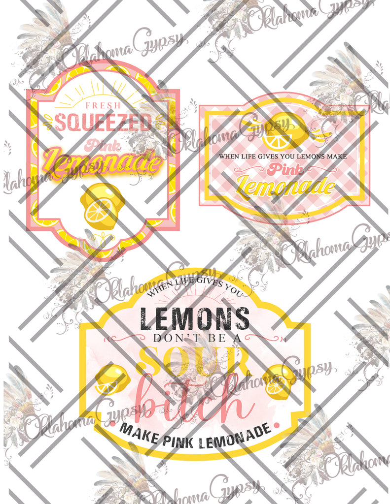 Pink Lemonade Labels Digital File