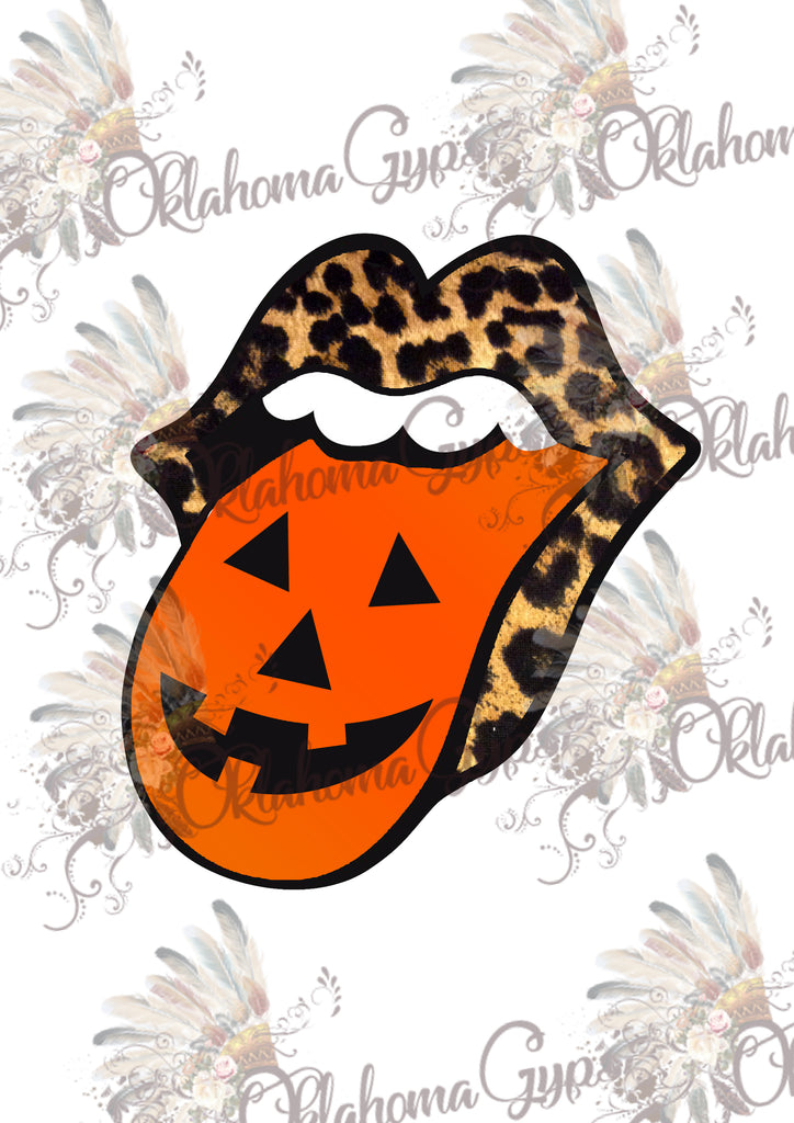 Halloween Leopard Pumpkin Kiss Lips Digital File