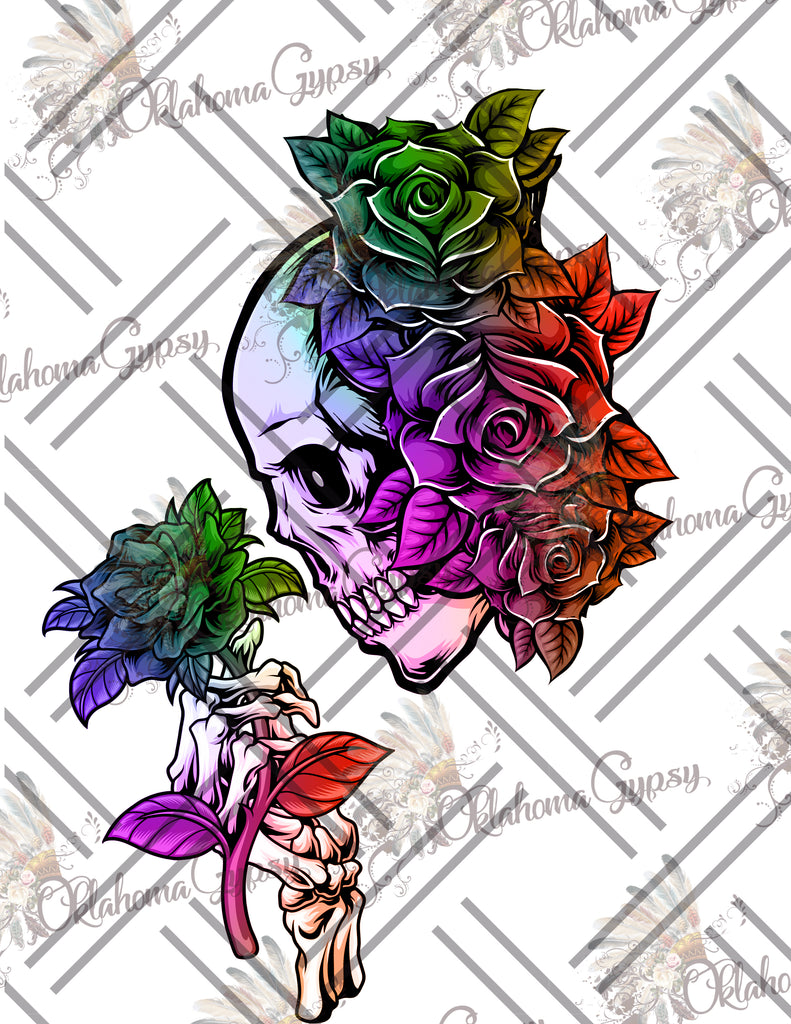 Rainbow Rose Skull Digital File