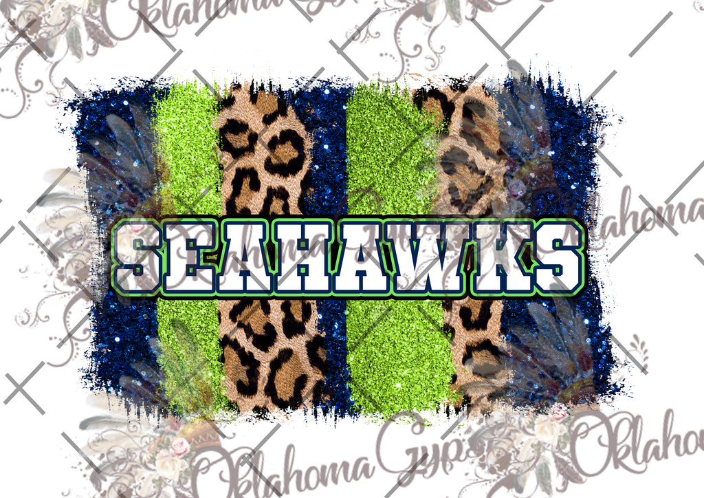 Seahawks Leopard & Glitter Stripes Digital File