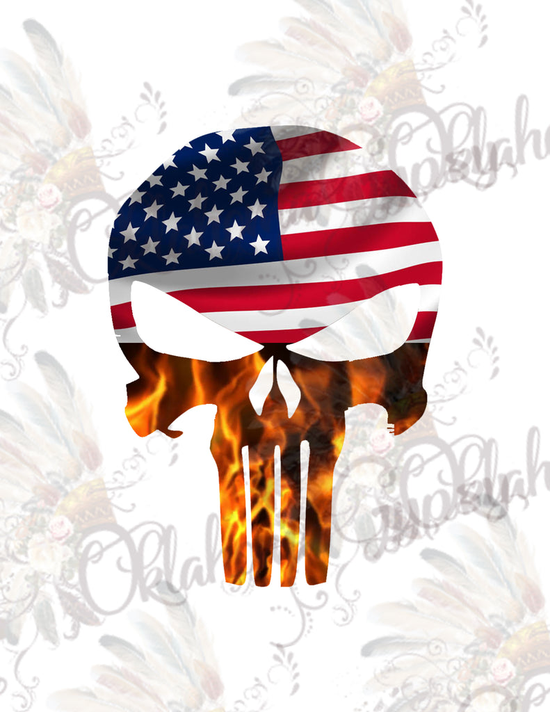 Flame Flag Skull Digital File