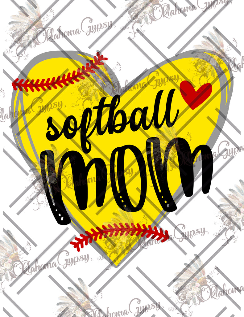 Softball Mom Heart Digital File