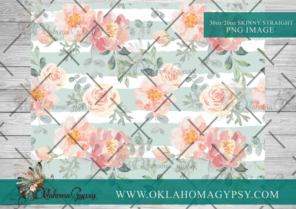 Pink and Teal Floral Digital File Wraps