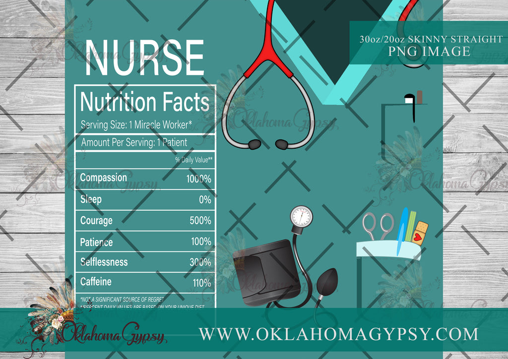 Nurse Scrubs Nutrition Facts Digital File Wraps