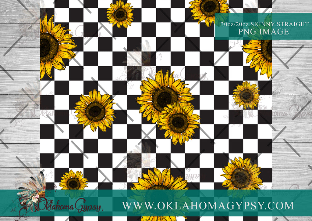 Sunflower Checkerboard Digital File Wraps