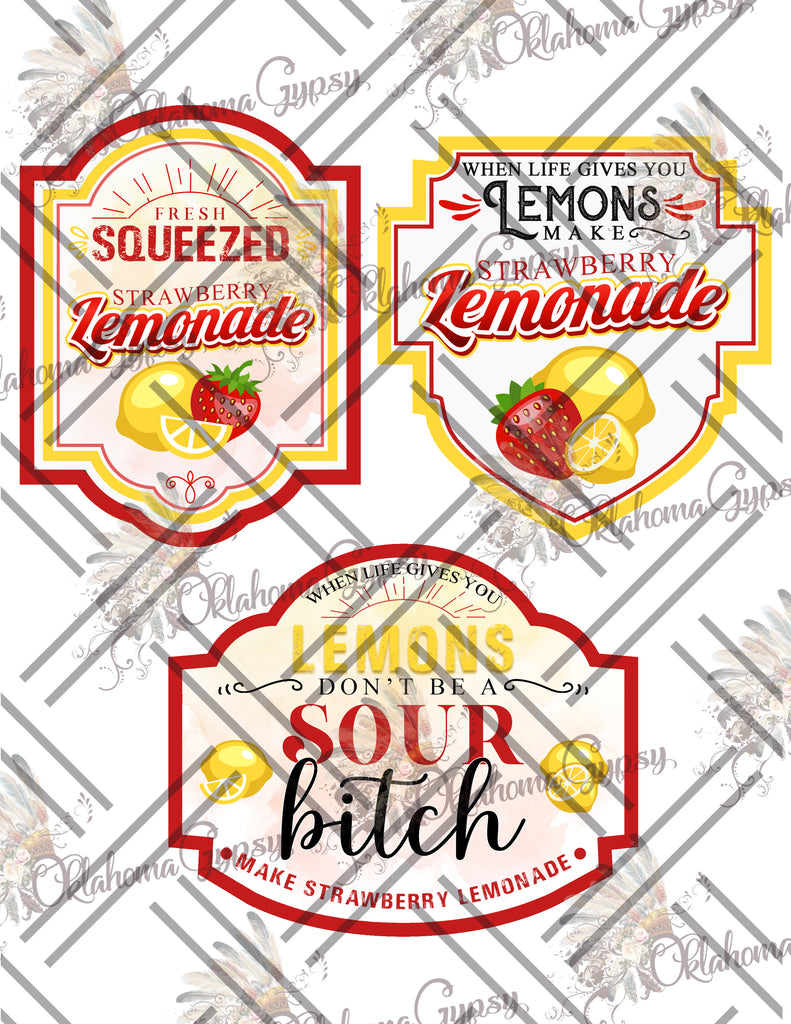 Strawberry Lemonade Labels Digital File