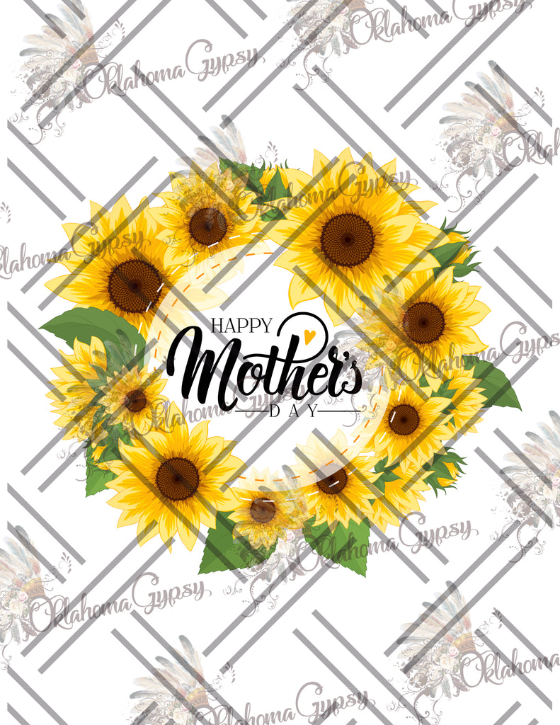 Happy Mother's Day Sunflower Wreath Digital File