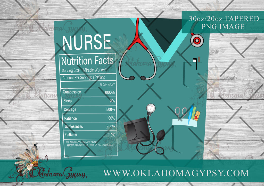 Nurse Scrubs Nutrition Facts Digital File Wraps
